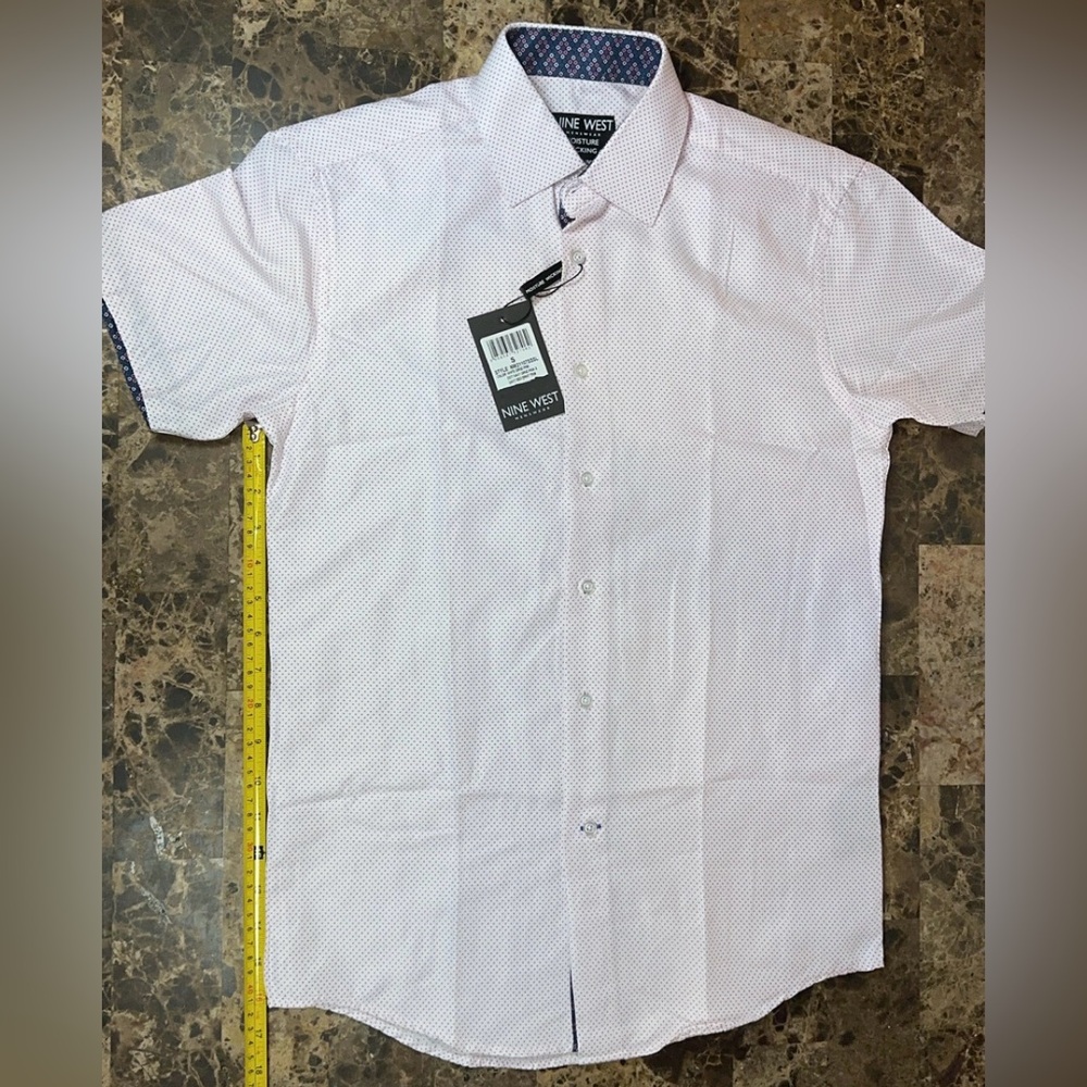 Nine West Mens Wear Dress Shirt Button Slim Fit Wrinkle Free Moisture Wicking - Picture 8 of 17